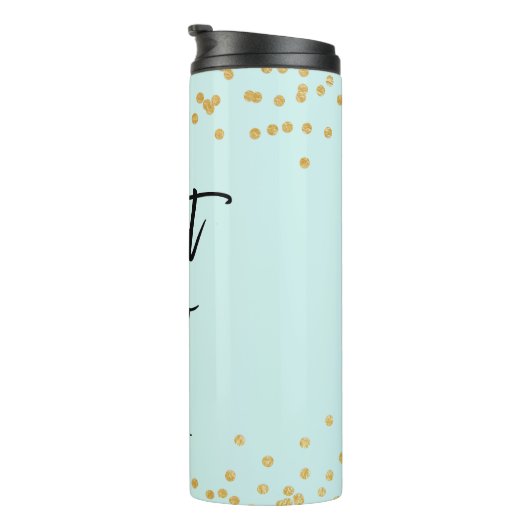 Begin nu Pastel Blue met Faux Gold en Naam Thermosbeker (Geroteerd rechts)