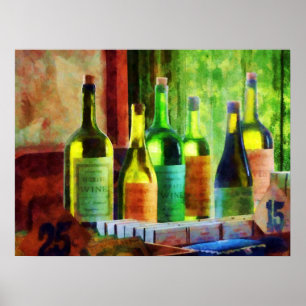BEGIN ONDER $20 - Flessen wijn nabij venster Poster