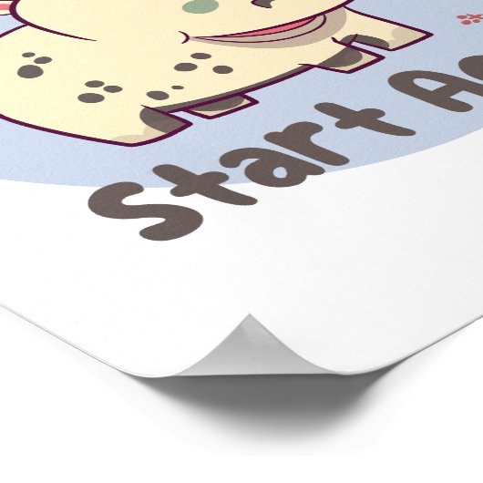 Begin opnieuw met Kawaii baby leuke grappige hippo Poster (Hoek)