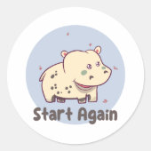 Begin opnieuw met Kawaii baby leuke grappige hippo Ronde Sticker (Voorkant)