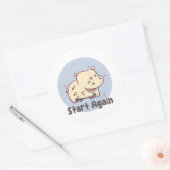 Begin opnieuw met Kawaii baby leuke grappige hippo Ronde Sticker (Envelop)