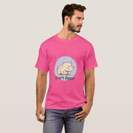 Begin opnieuw met Kawaii baby leuke grappige hippo T-shirt (Voorkant volledig)