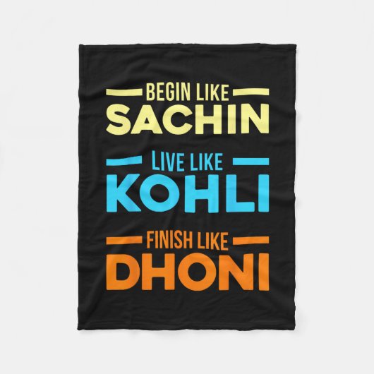 Begin Sachin Leef als Kohli Finish Dhoni Cricket Fleece Deken (Voorkant)