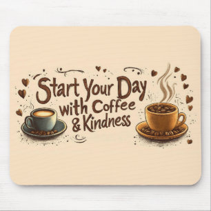Begin uw dag met koffie en vriendelijkheid citaat muismat