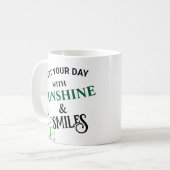 Begin uw dag met Sunshine & Smile Design koffie Koffiemok (Voorkant links)