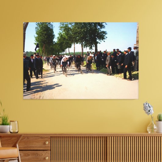 Begin van de eerste Tour de France in 1903 Canvas Afdruk (Insitu (Woonkamer))