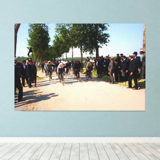 Begin van de eerste Tour de France in 1903 Canvas Afdruk (Insitu (Houten vloer))