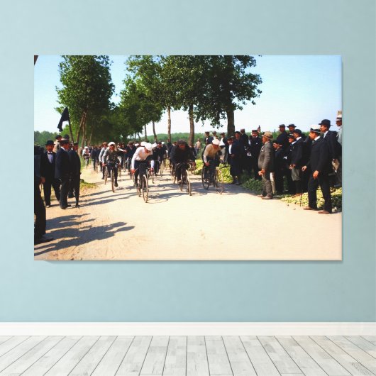 Begin van de eerste Tour de France in 1903 Canvas Afdruk (Insitu (Houten vloer))