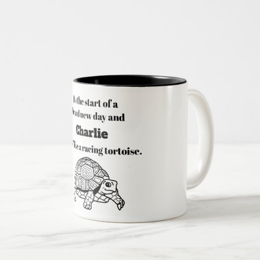 Begin van een gloednieuwe dag - schildpad - jouw n tweekleurige koffiemok (Voorkant rechts)