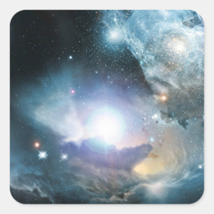 Begin van het universum vierkante sticker