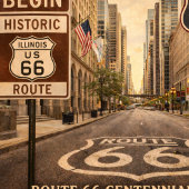 Begin van Route 66 Chicago Illinois Centennial Poster