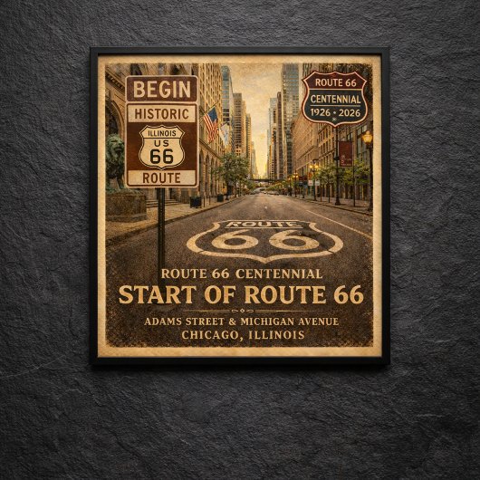 Begin van Route 66 Chicago Illinois Centennial Poster
