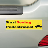 Begin voetgangers te zien!! bumpersticker (Op auto)