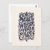 Begin waar je decoratieve typografie bent briefkaart (Voorkant / Achterkant)