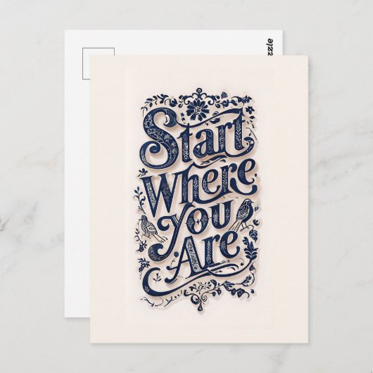 Begin waar je decoratieve typografie bent briefkaart (Voorkant / Achterkant)