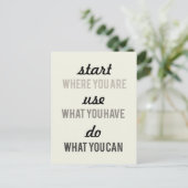 Begin waar u Motivatie bent Briefkaart (Staand voorkant)