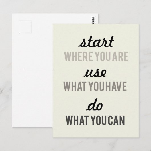 Begin waar u Motivatie bent Briefkaart (Voorkant / Achterkant)