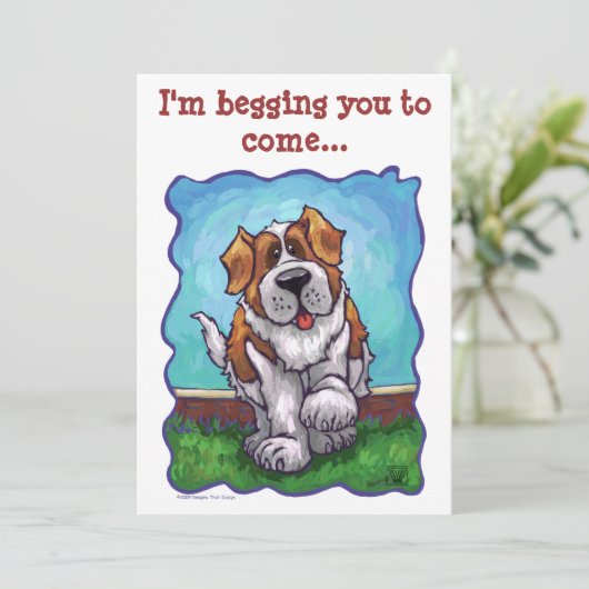 Beging St. Bernard Party nodigt uit Kaart (Staand voorkant)