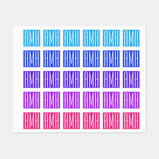 Beginletter Monogram | Meerdere Felle Kleuren v2 Labels (Vel)