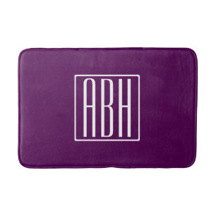 Beginletter Monogram Wit Op Diep Paars Badmat