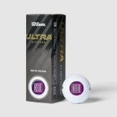 Beginletter Monogram | Wit Op Diep Paars Golfballen (Verpakking)