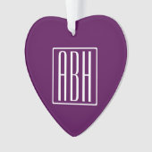 Beginletter Monogram | Wit Op Diep Paars Ornament (voorkant)