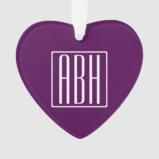 Beginletter Monogram | Wit Op Diep Paars Ornament (voorkant)