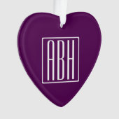 Beginletter Monogram | Wit Op Diep Paars Ornament (voorkant)