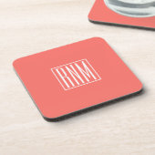 Beginletter Monogram | Wit Op Koraal Bier Onderzetter (Linkerzijde)