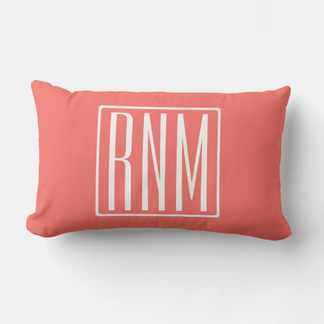 Beginletter Monogram | Wit Op Koraal Kussen (Voorkant)