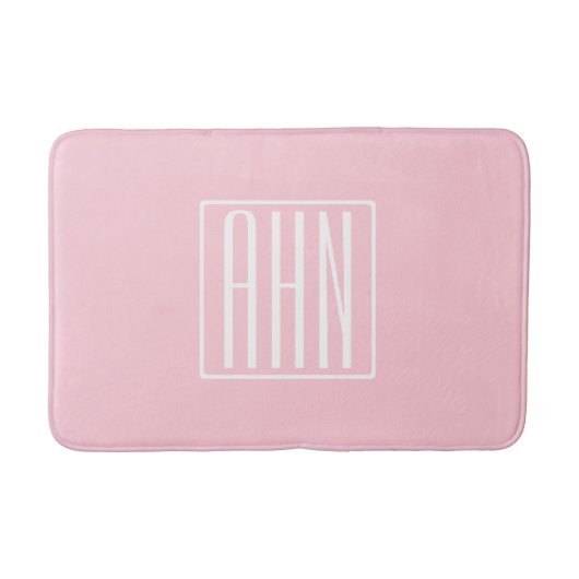 Beginletter Monogram | Wit Op Licht Roze Badmat (Voorkant)