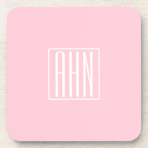 Beginletter Monogram Wit Op Licht Roze Bier Onderzetter