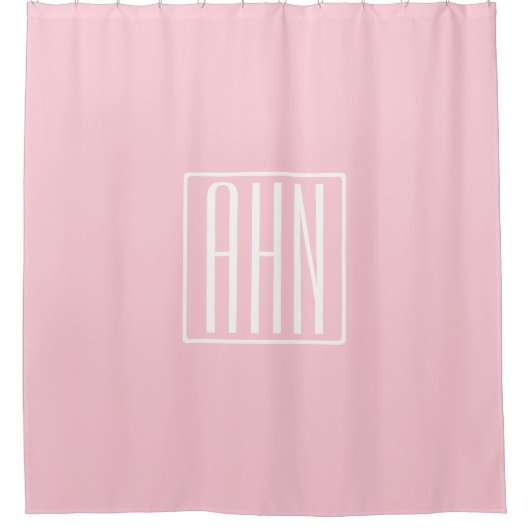 Beginletter Monogram | Wit Op Licht Roze Douchegordijn (Voorkant)