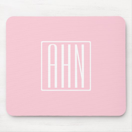 Beginletter Monogram | Wit Op Licht Roze Muismat (Voorkant)