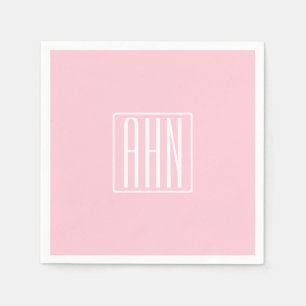 Beginletter Monogram Wit Op Licht Roze Servet
