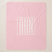 Beginletter Monogram | Wit Op Licht Roze Sherpa Deken (Voorkant)