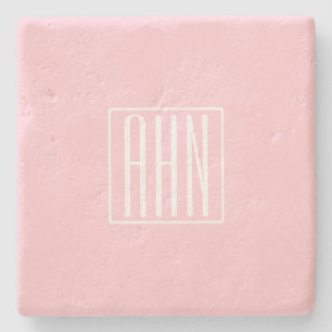 Beginletter Monogram Wit Op Licht Roze Stenen Onderzetter