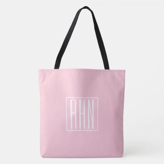 Beginletter Monogram | Wit Op Licht Roze Tote Bag (Voorkant)