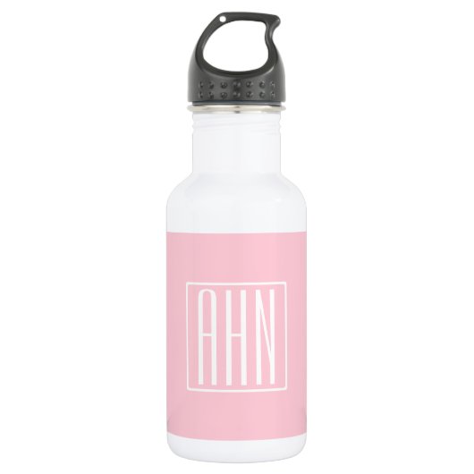 Beginletter Monogram | Wit Op Licht Roze Waterfles (Voorkant)