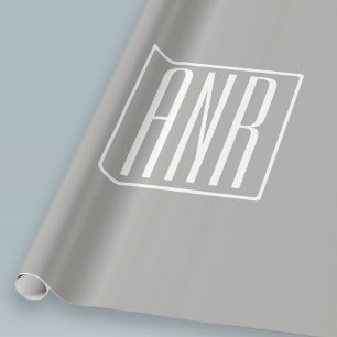 Beginletter Monogram Wit Op Lichtgrijs Cadeaupapier