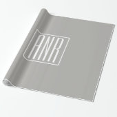 Beginletter Monogram | Wit Op Lichtgrijs Cadeaupapier (Uitgerold)