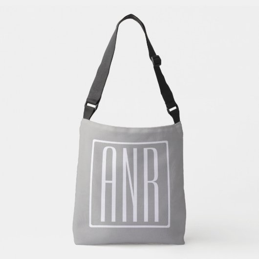 Beginletter Monogram | Wit Op Lichtgrijs Crossbody Tas (Voorkant)