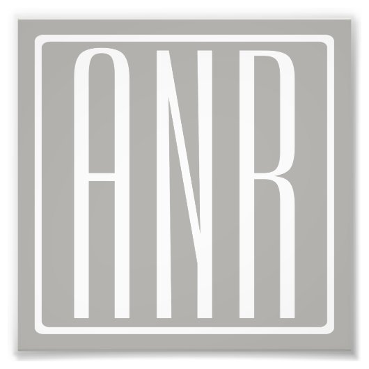 Beginletter Monogram | Wit Op Lichtgrijs Foto Afdruk (Voorkant)