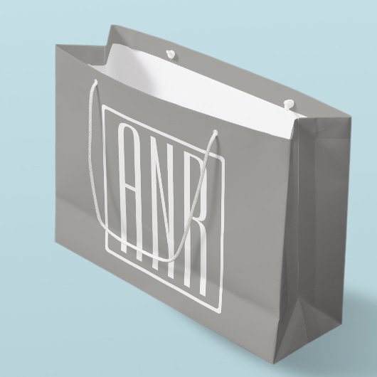 Beginletter Monogram | Wit Op Lichtgrijs Large Cadeautasje