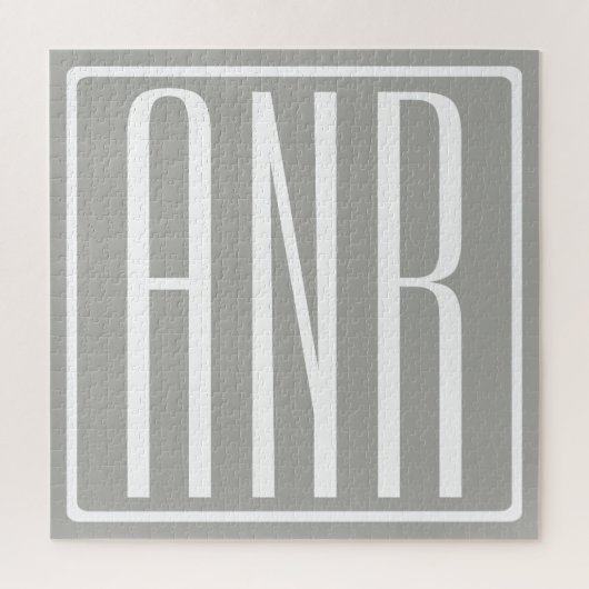 Beginletter Monogram | Wit Op Lichtgrijs Legpuzzel (Verticaal)