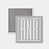 Beginletter Monogram | Wit Op Lichtgrijs Magneet (Voorkant / Achterkant)