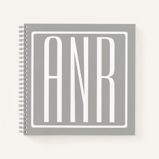Beginletter Monogram | Wit Op Lichtgrijs Notitieboek (Voorkant)