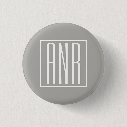Beginletter Monogram | Wit Op Lichtgrijs Ronde Button 3,2 Cm (Voorkant)