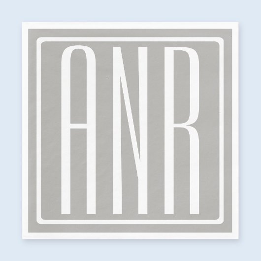Beginletter Monogram | Wit Op Lichtgrijs Servetten