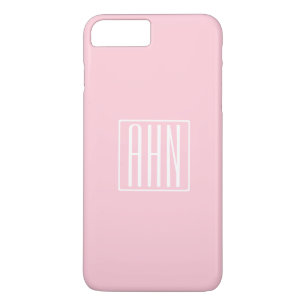 Beginletter Monogram Wit Op Lichtroze iPhone 8/7 Plus Hoesje